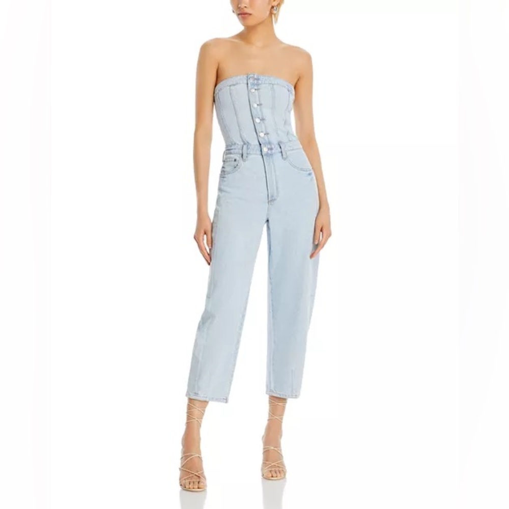 Strapless denim jumpsuit